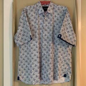 Maceoo short sleeve 'Galileo' geometric print button-down shirt